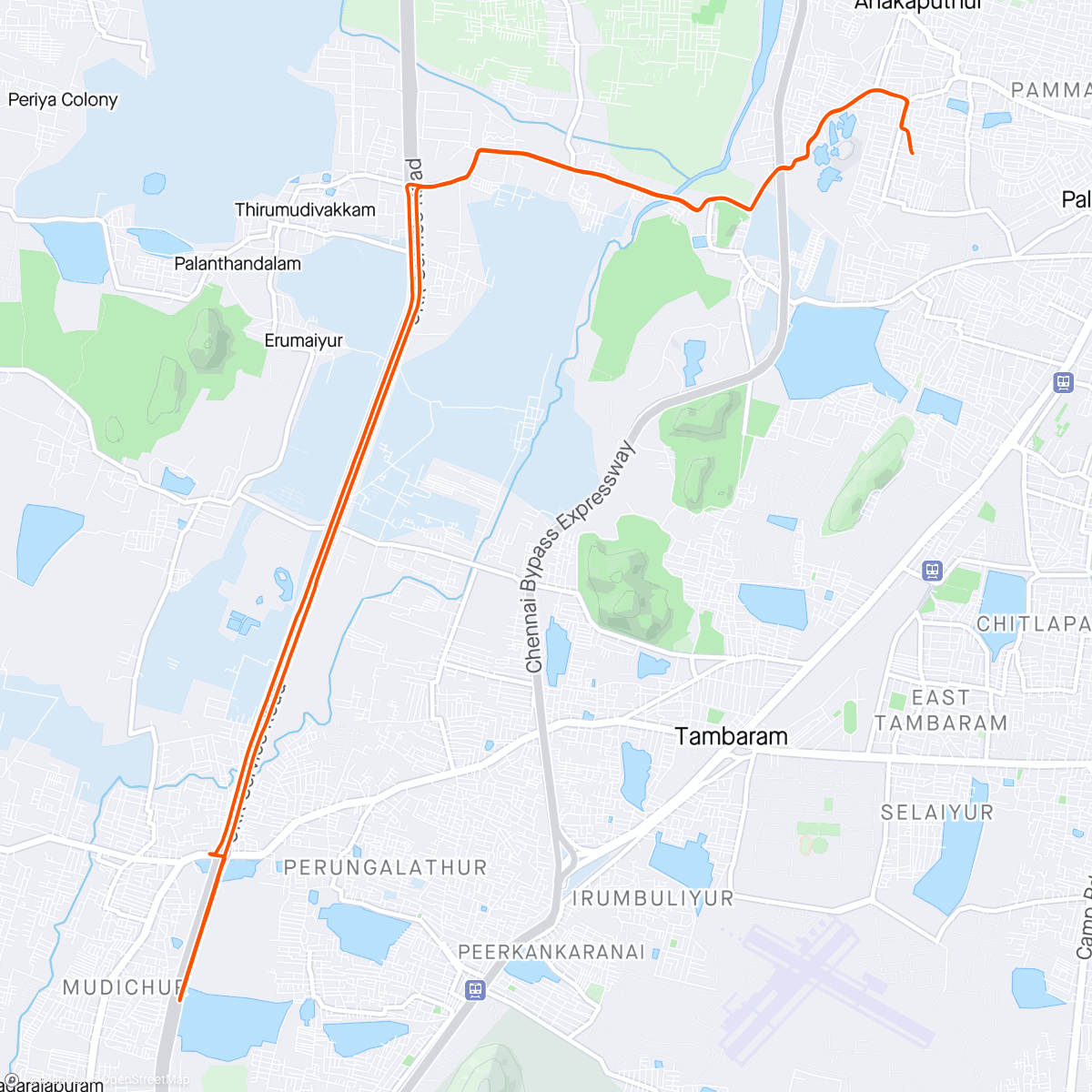 Map of the activity, Ride to Mudichur Lake with BCG