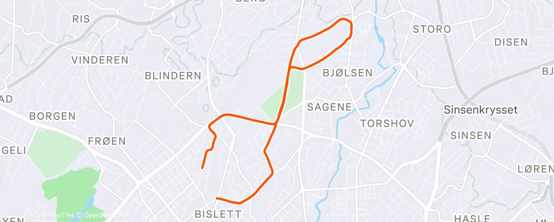 Map of the activity, Afternoon Run