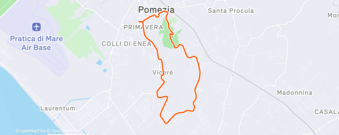 Map of the activity, Course à pied le midi