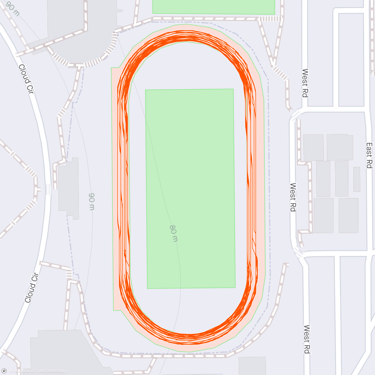 Map of the activity, Hard day at the track 🥵 (3x4x400m)