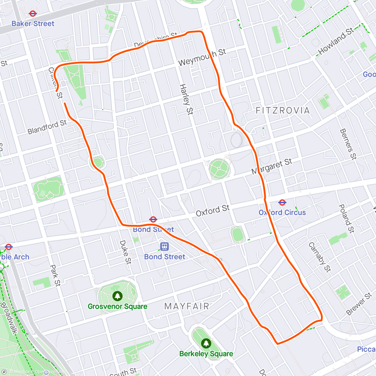 Map of the activity, Tracksmith London Marathon Shakeout