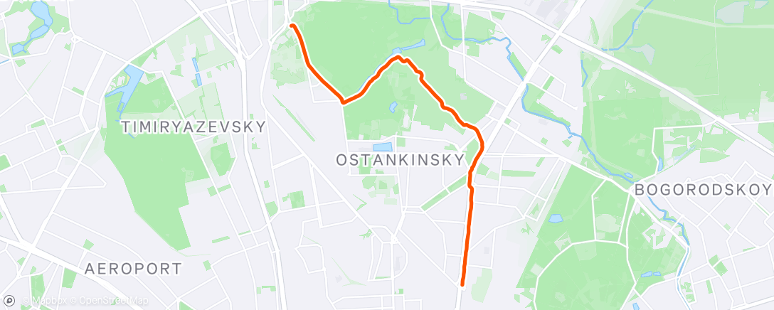 Map of the activity, Вечерний забег