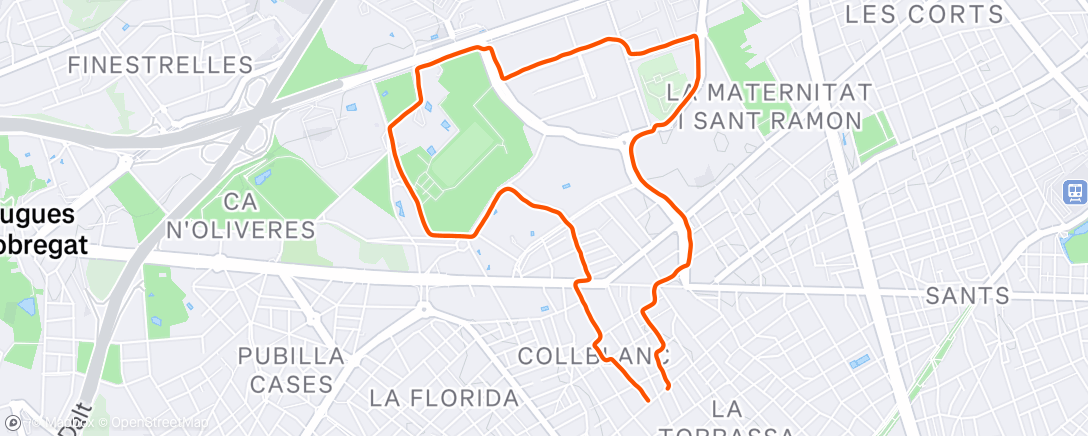 Map of the activity, Course à pied le midi