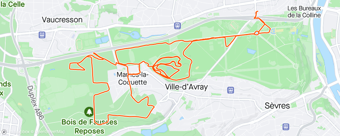 Map of the activity, Sortie VTT en soirée