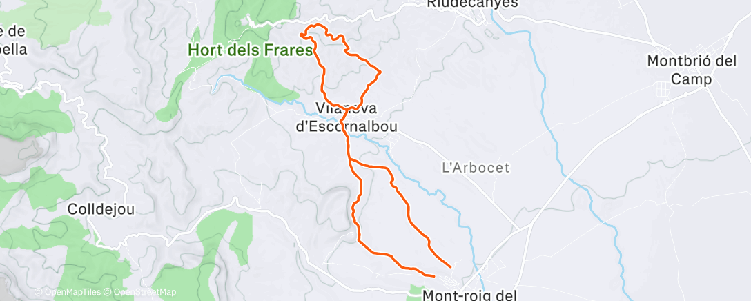 Map of the activity, Carrera de montaña por la tarde
