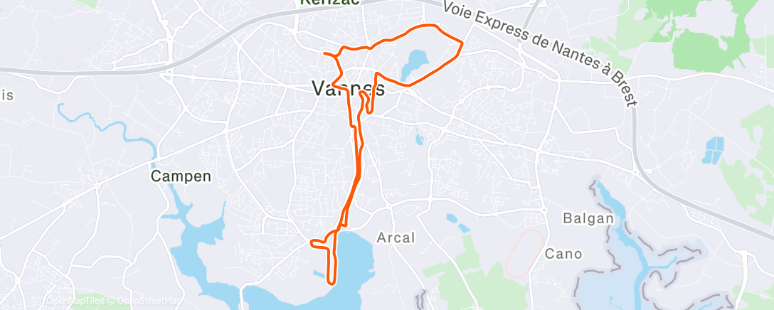 Map of the activity, Course à pied en soirée