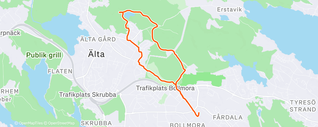 Map of the activity, Afternoon Run