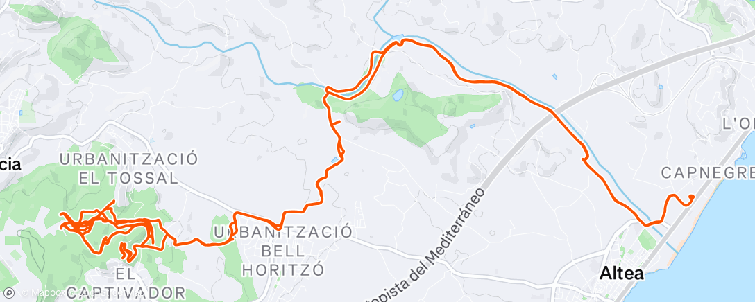 Map of the activity, Bicicleta de montaña a la hora del almuerzo