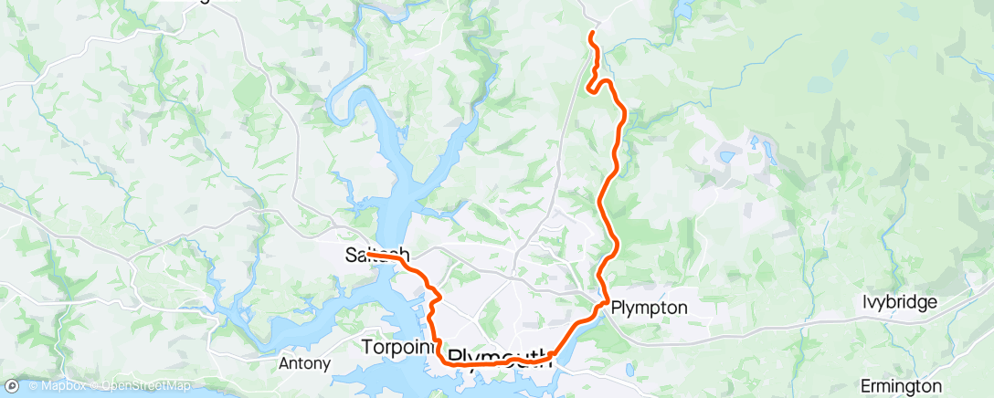Map of the activity, Morning Run from Yelverton to Saltash 🏃🏼‍♂️