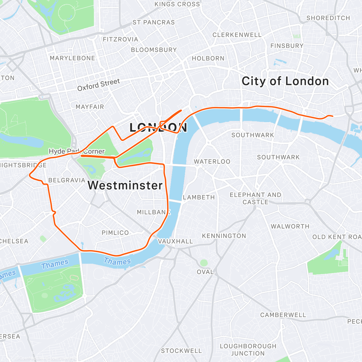 Map of the activity, Zwift - Group Ride: DBR Base Endurance Ride  (E) on Greater London Flat in London