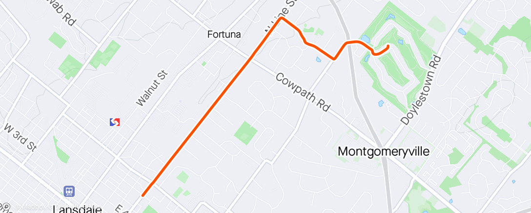 Map of the activity, Ride home from church