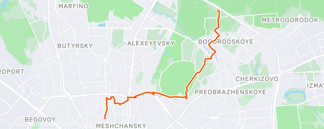 Map of the activity, Утренний забег