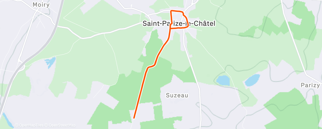 Map of the activity, Course à pied le midi