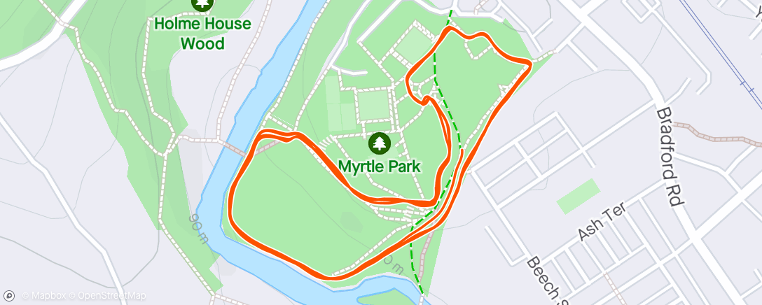 Map of the activity, Myrtle park run with pram