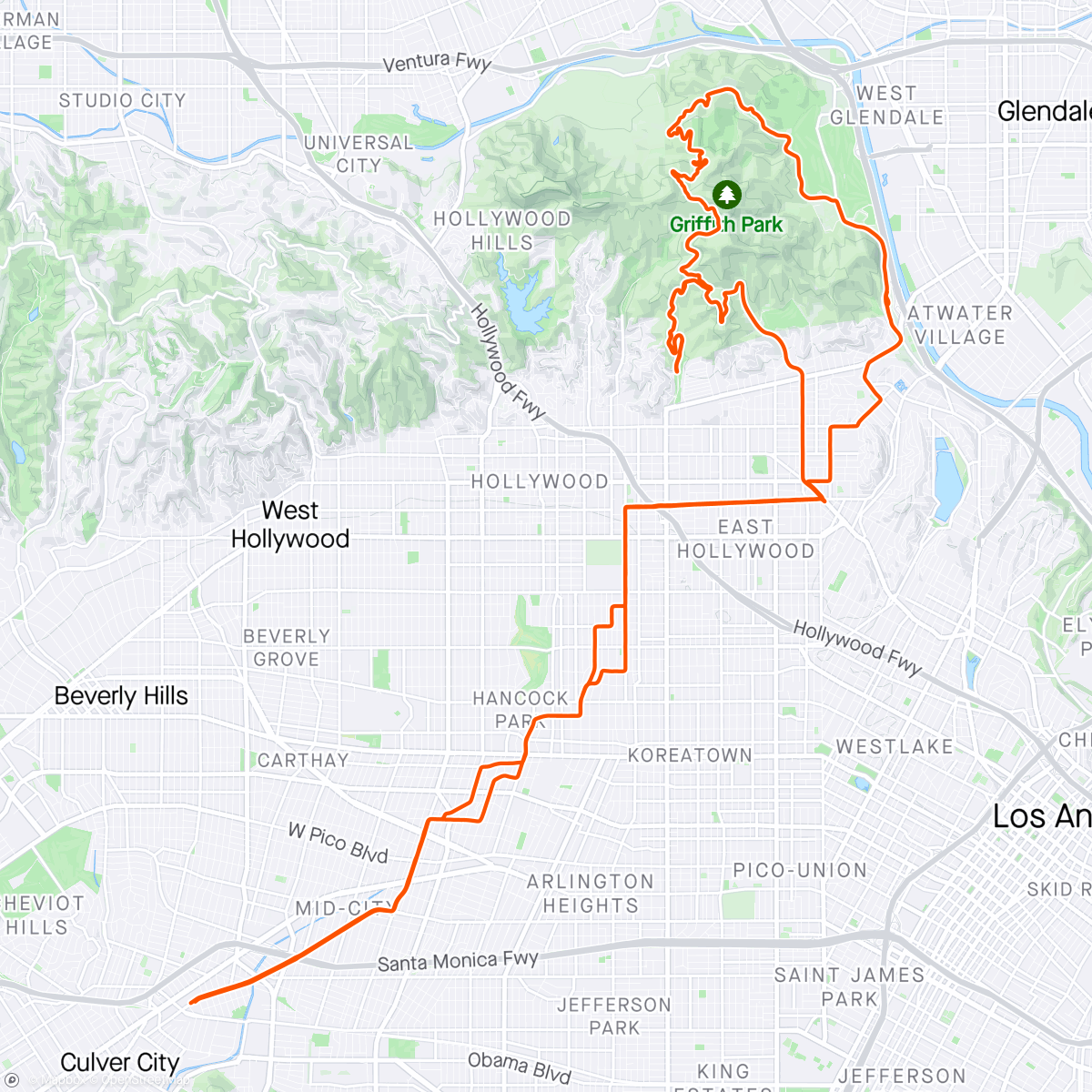 Map of the activity, L.A. Bike community 💜