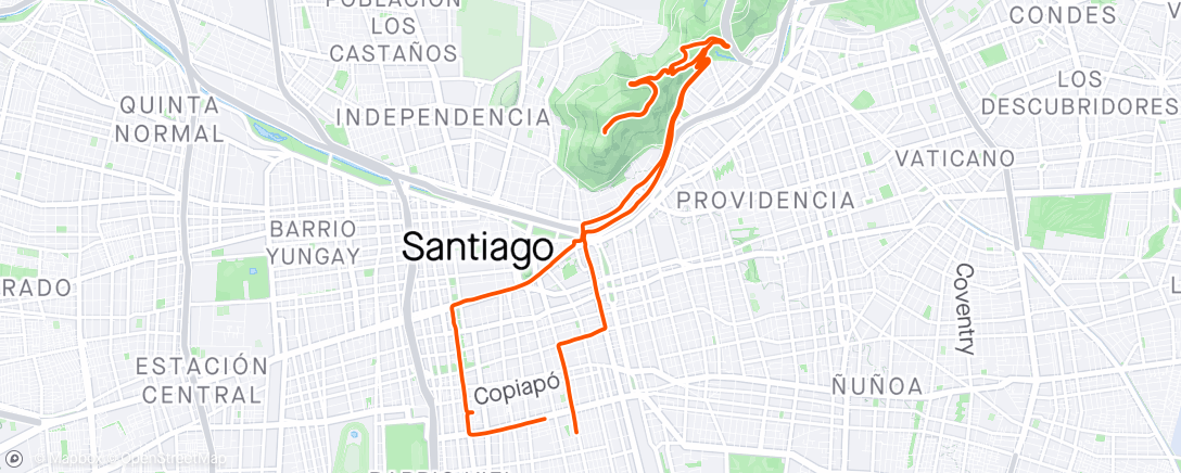 Map of the activity, Bicicleta al anochecer