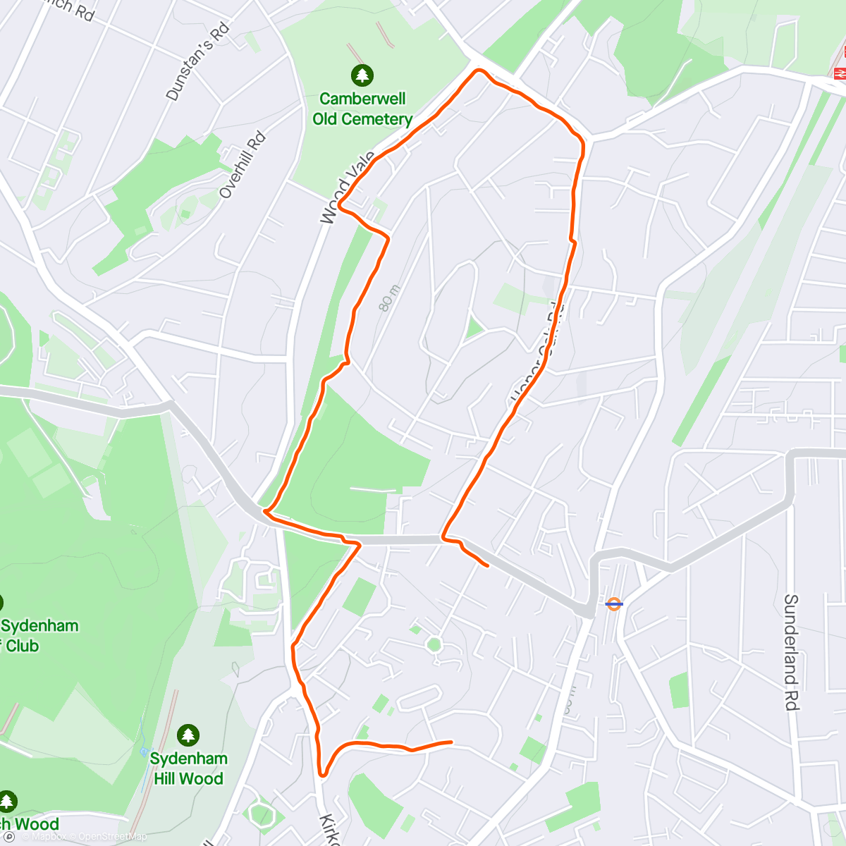 Map of the activity, Run Forest Run Club