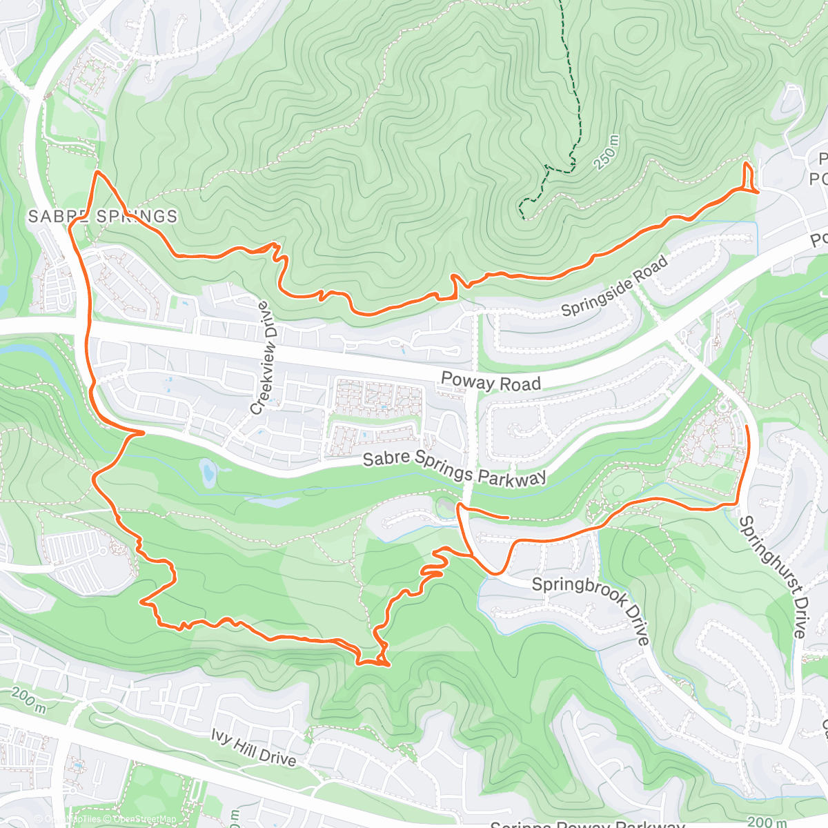 Map of the activity, Sabre Springs Quickie