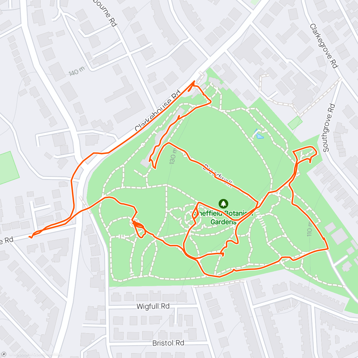 Map of the activity, Sheffield Botanical Garden walk