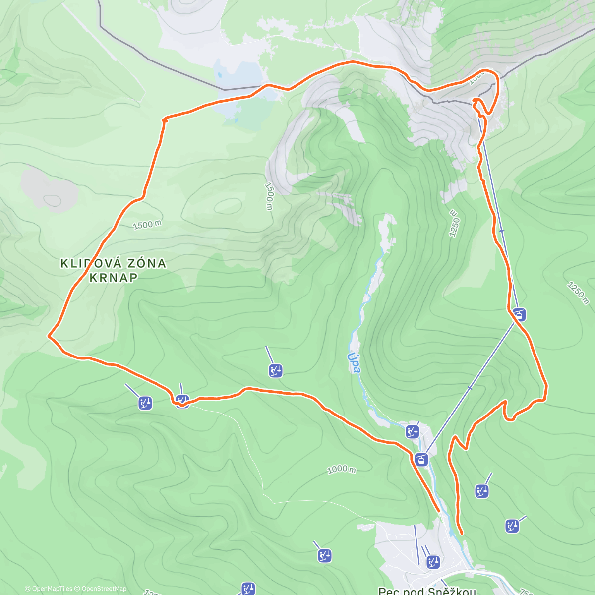 Map of the activity, Night Hike