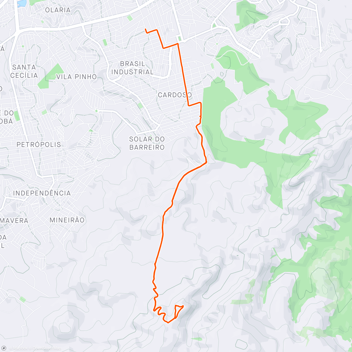 Map of the activity, Trail run matinal