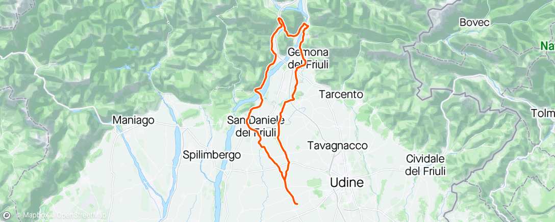 Map of the activity, Venzone Sella interneppo giro lago con pioggia