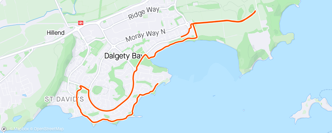Map of the activity, Dalgety Bay 10K - DNF