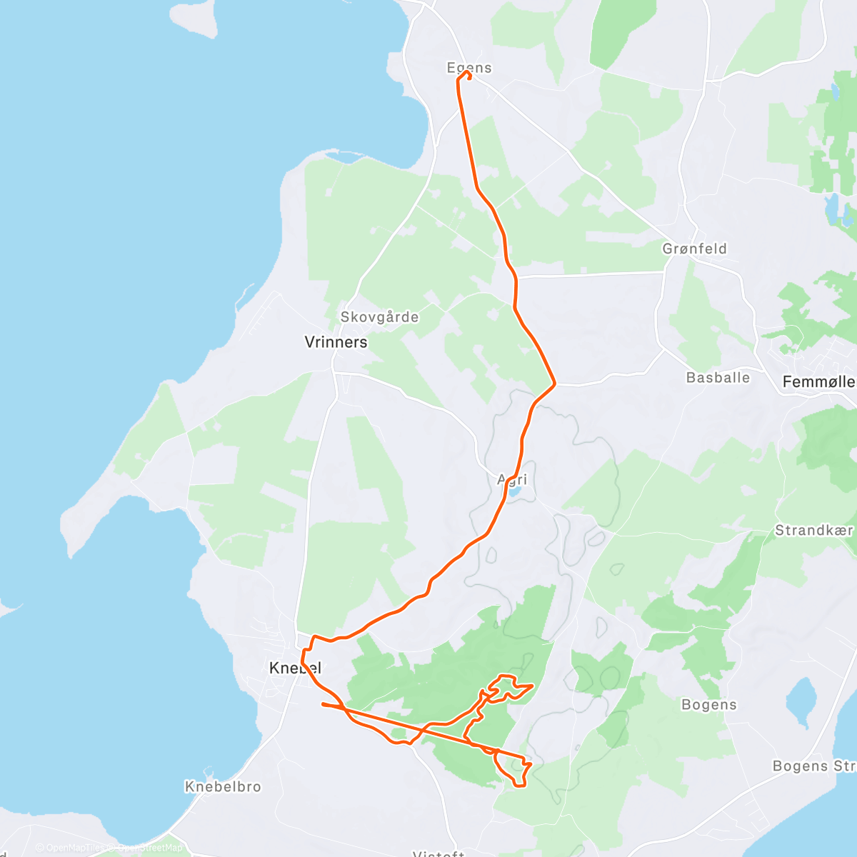 Map of the activity, Dejlig tur i bakkerne.