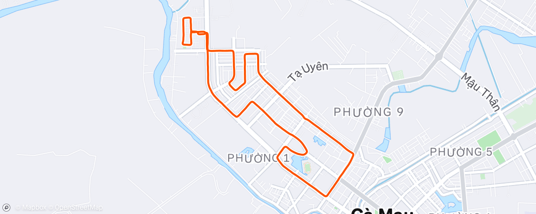 Map of the activity, Afternoon Run
