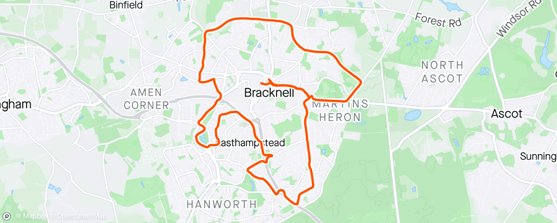 Mapa da atividade, Bracknell Half Marathon 2024