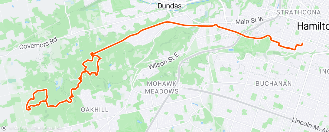 Map of the activity, To Headwaters Trail, Dundas Valley