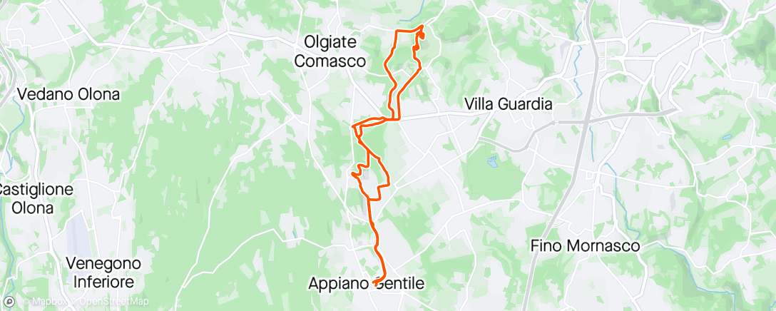 Map of the activity, Appiano -> Gironico -> Appiano 🌥