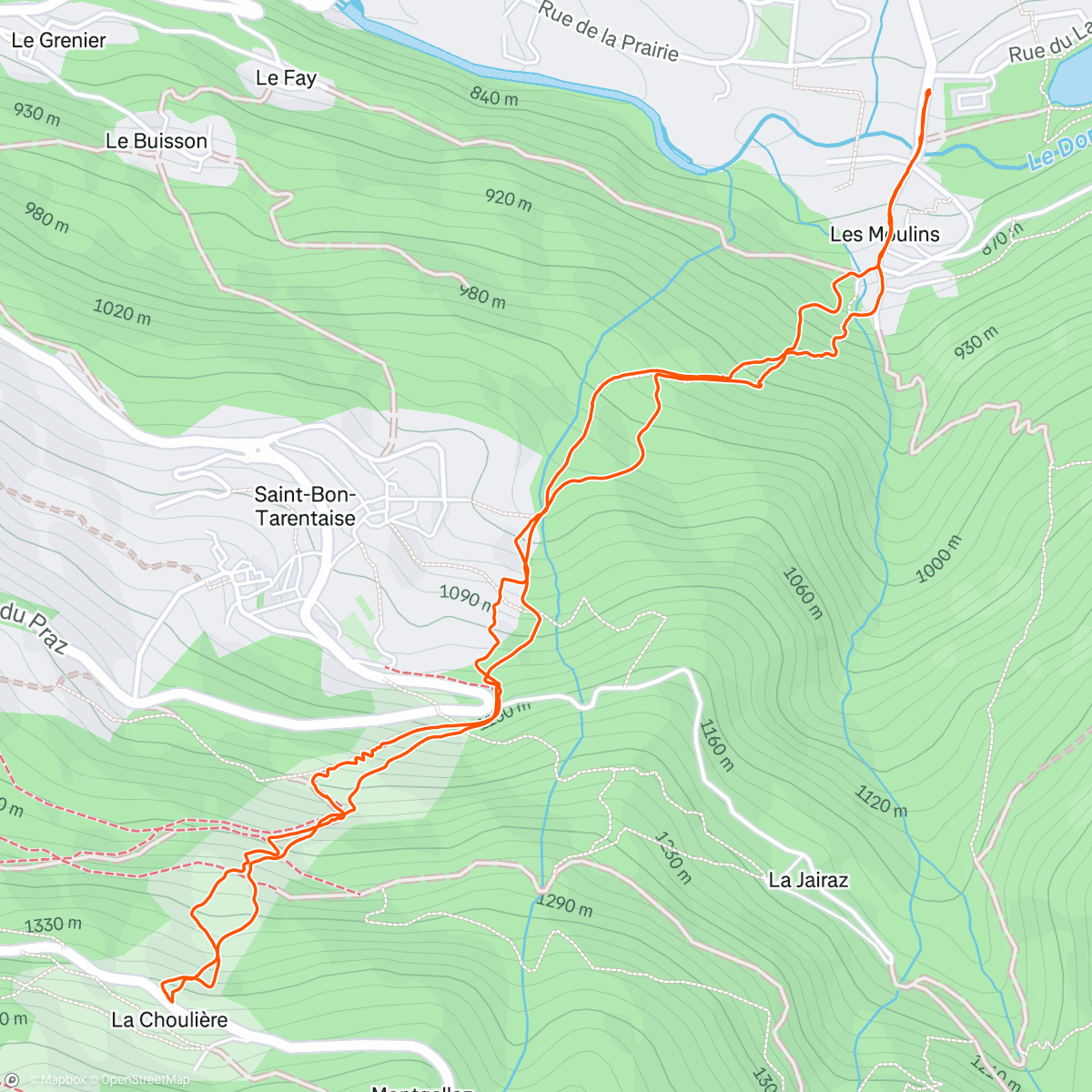 Map of the activity, Bozel > < La Choulière