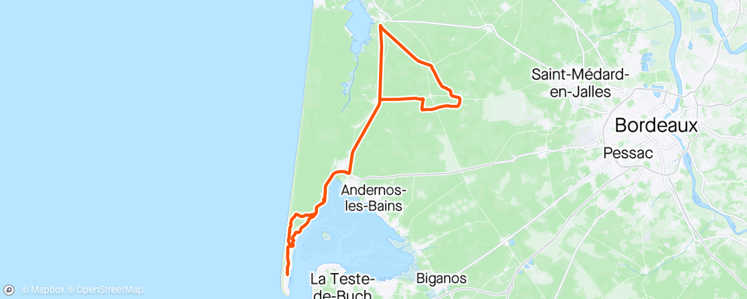 Map of the activity, Sortie gravel/route le matin avec les Tamalous de LEGE CAP FERRET 👍