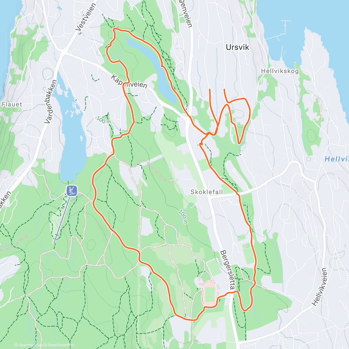 Map of the activity, m staver og hunden