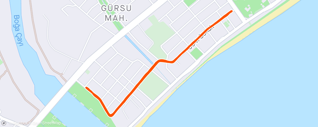 Map of the activity, Morning walk, 8km, 10x100m/100m