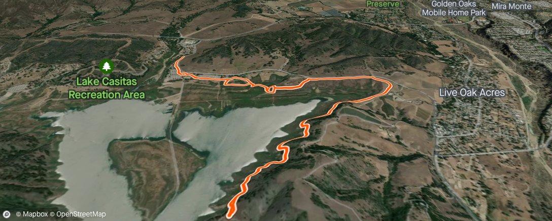 Map of the activity, Lake Casitas hike/run
