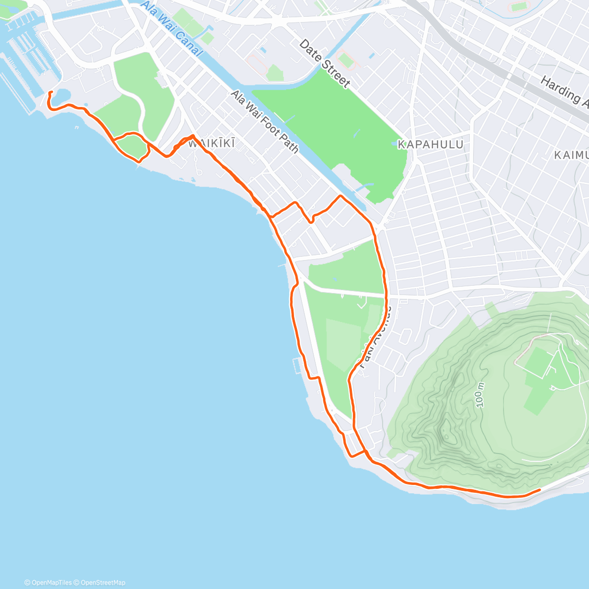 Map of the activity, Wet one at Diamond head