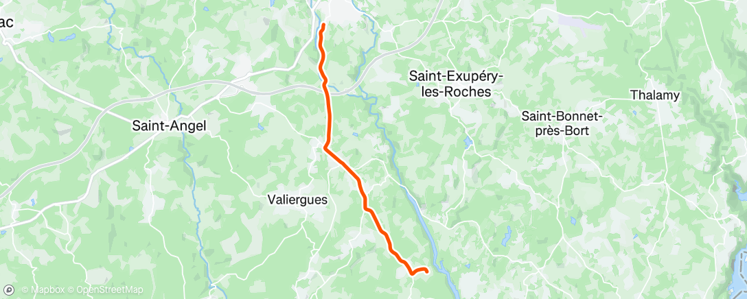 Map of the activity, Sortie vélo en soirée