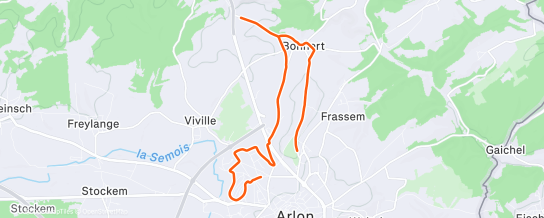 Map of the activity, Course à pied en soirée