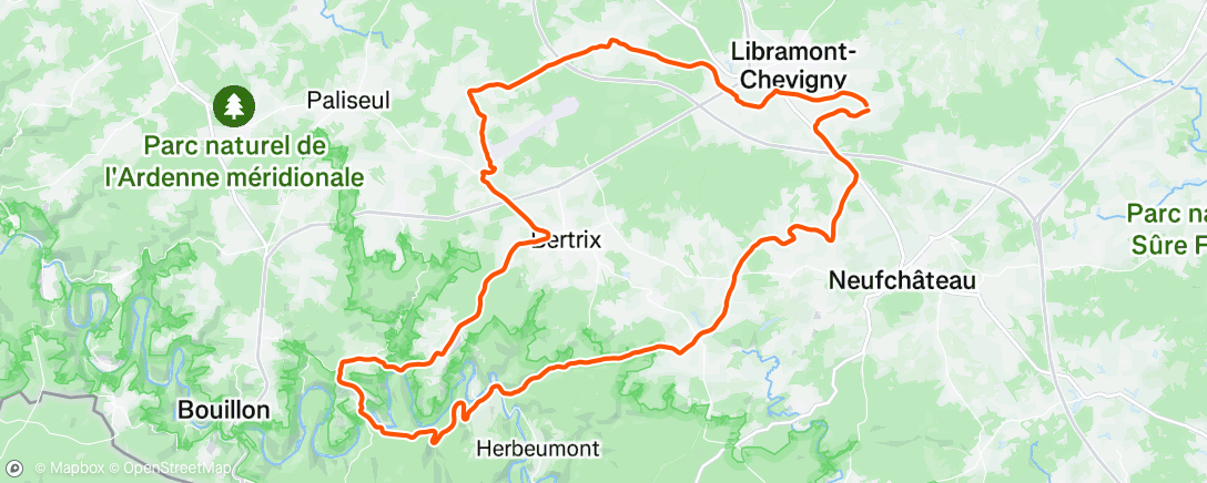 Map of the activity, Sortie route semi nocturne