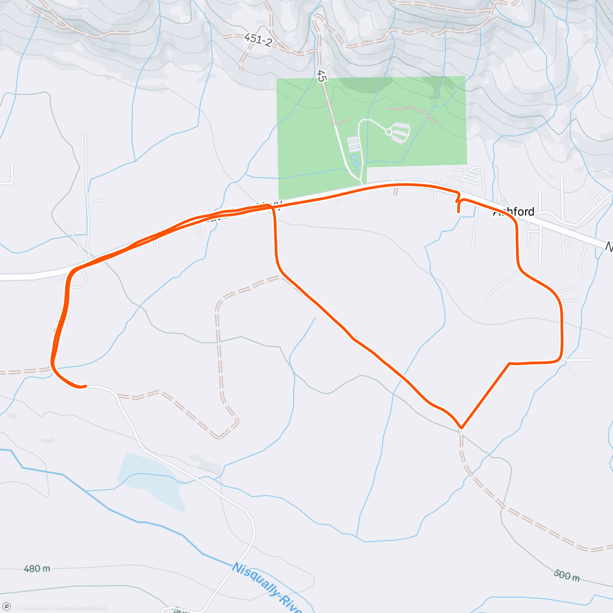 Map of the activity, Afternoon Run