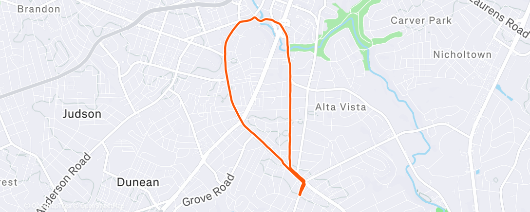 Map of the activity, Afternoon Run