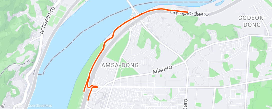 Map of the activity, Evening jogging