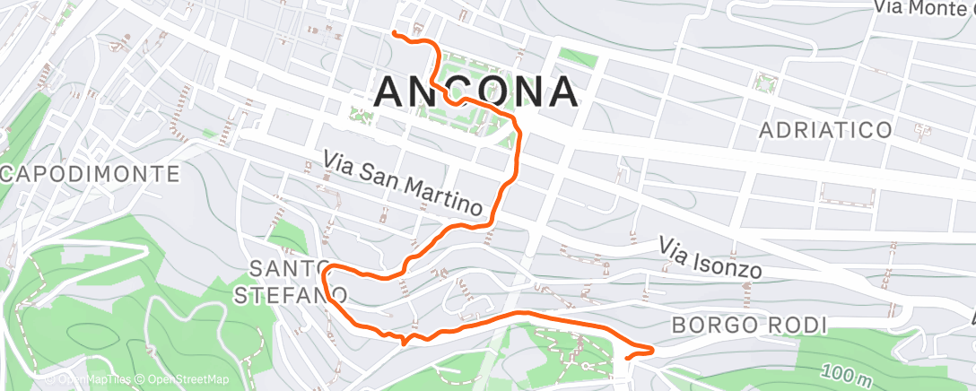 Map of the activity, Camminata serale