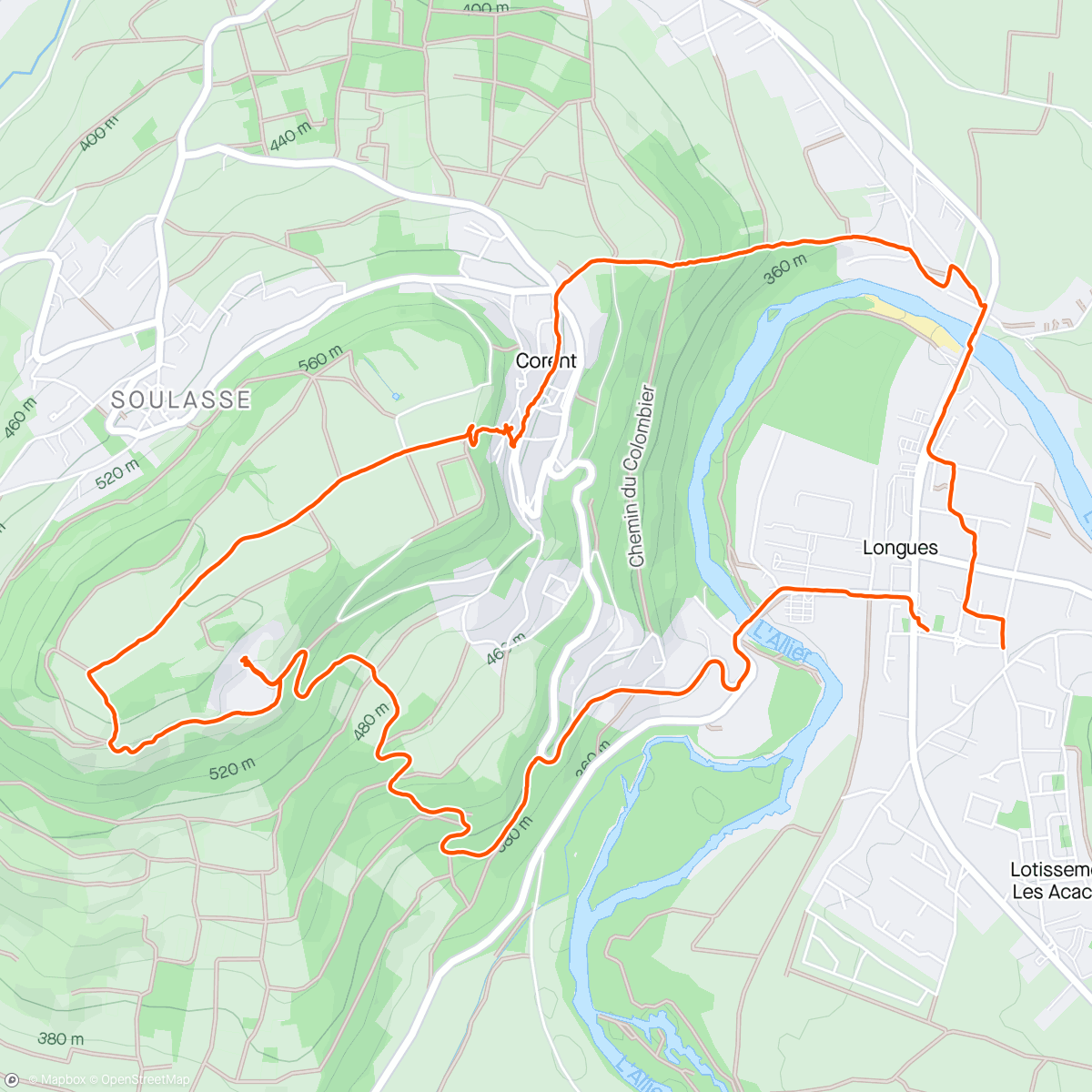 Map of the activity, Randonnée Corent