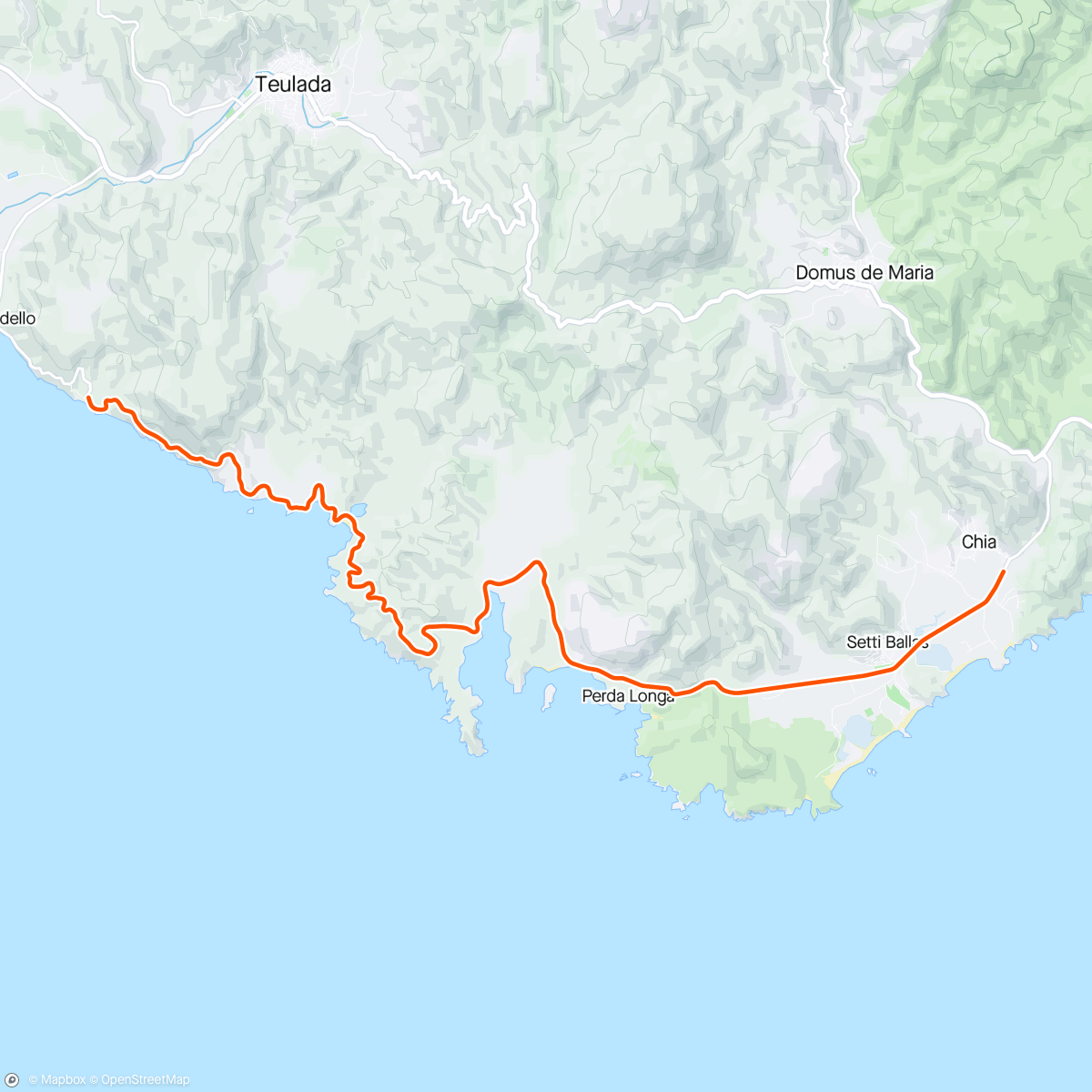 Map of the activity, ROUVY - Teulada to Chia | Sardegna | Italy
