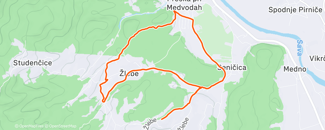 Map of the activity, Afternoon Run
