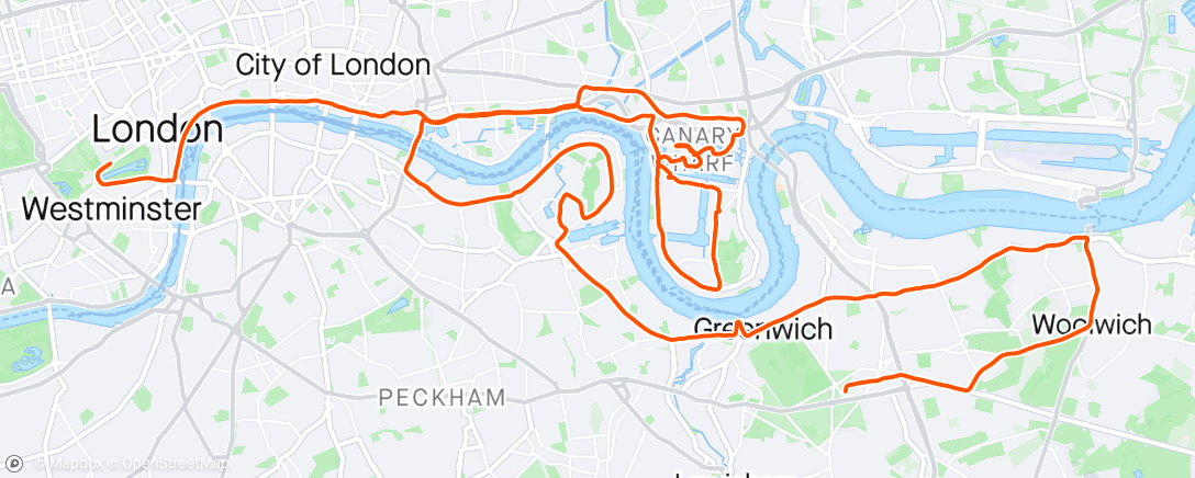 Mapa de la actividad (TCS London Marathon)