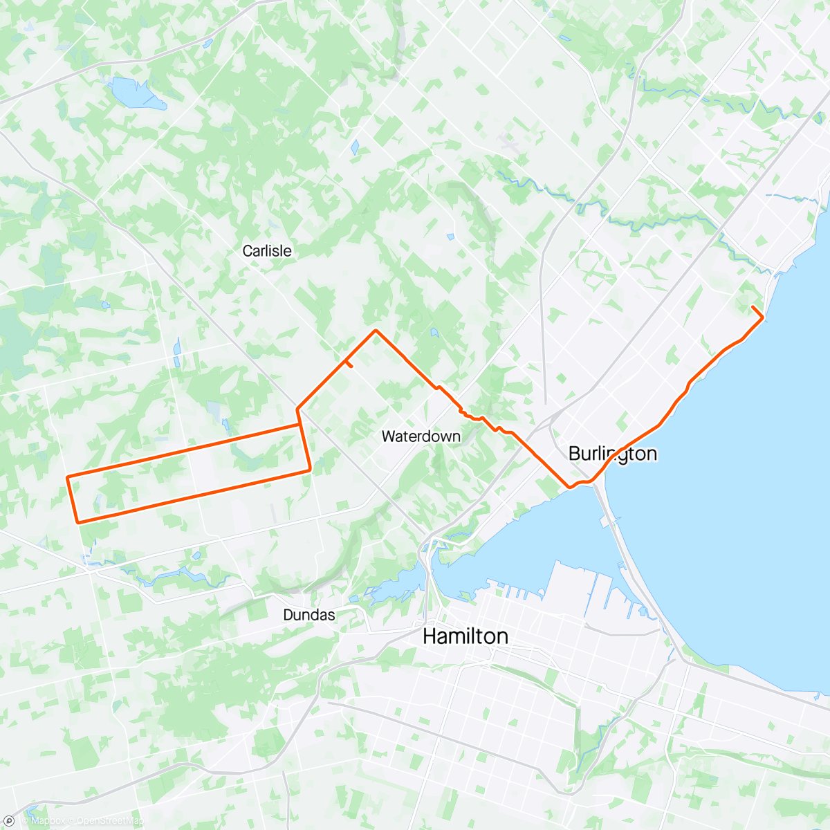 Map of the activity, Evening Ride - Oakville, Ontario ⛅